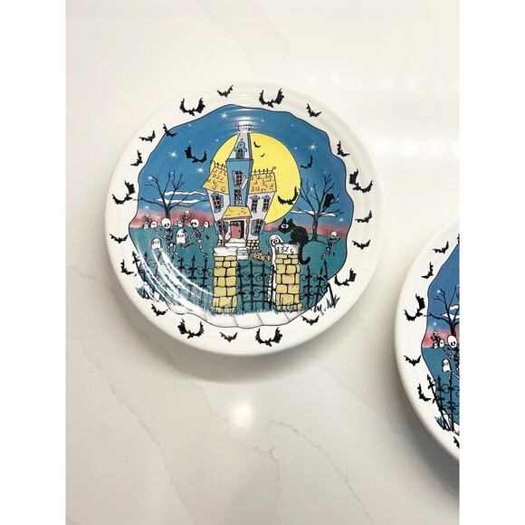 Lot of 2 Vintage Retired Fiesta Ware Halloween Nights Luncheon Plates 9” - Picture 2 of 5